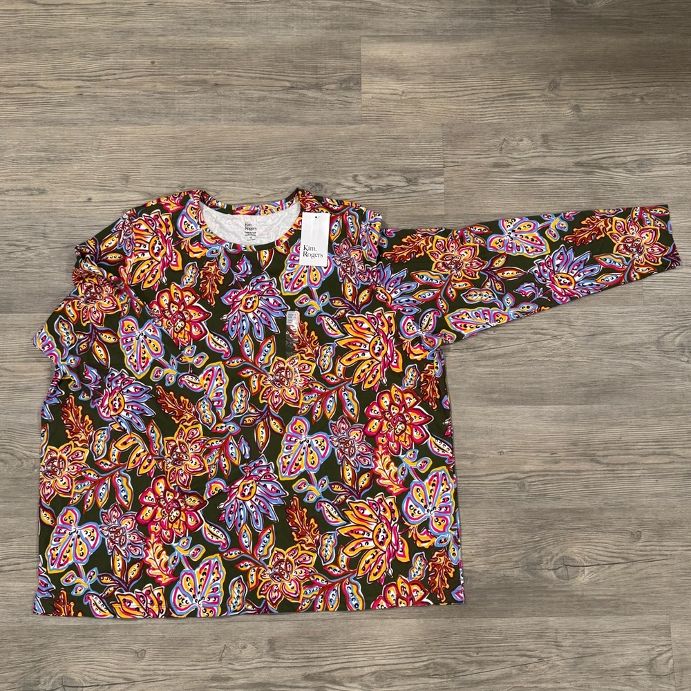 Kim Rogers Colorful Abstract Top 3X NEW